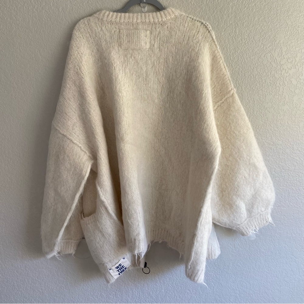 Free People Cream Oversized Fuzzy Zip Teddy Jacket - Picture 16 of 16